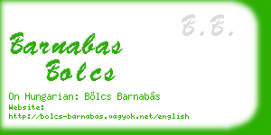 barnabas bolcs business card